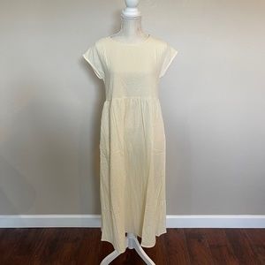 Women Casual Plain Yellow Dress S